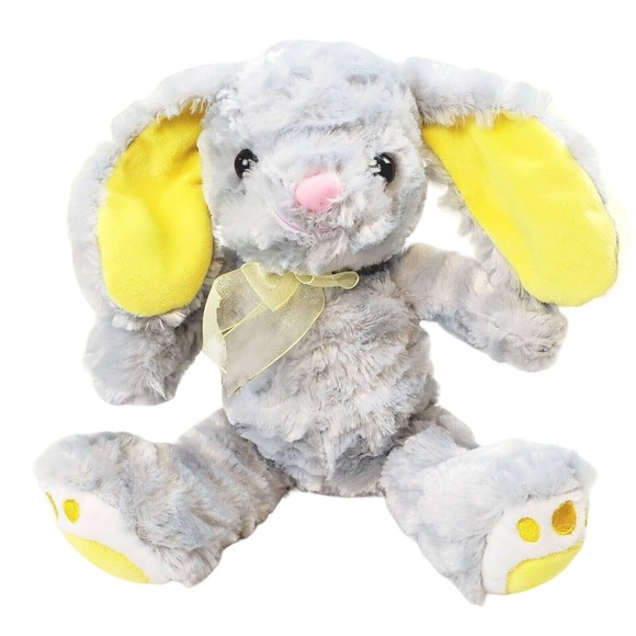 Dan Dee Rabbit/Bunny Plush 13" Gray/Yellow Soft & Cuddly Easter Collectible New - Picture 1 of 7